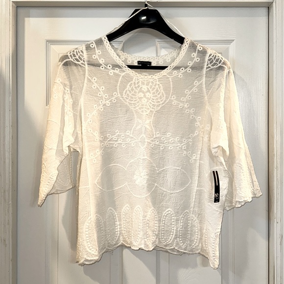 New Directions ivory cotton lace blouse 2X - Picture 1 of 6